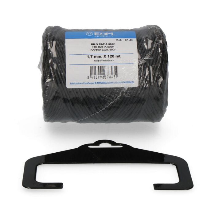 Edm Cordel rafia negro 600/1, calibre 1,7 mm x 120 m, ideal para paquetería, plantas, invernaderos, floricultura 1 Edm Cordel rafia negro 600/1, calibre 1,7 mm x 120 m, ideal para paquetería, plantas, invernaderos, floricultura 1