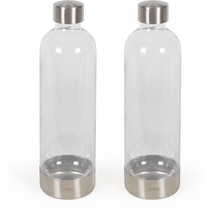 LIVOO DOM464AC1 Juego de 2 Botellas Carbonatadas PET 2 x 1L para Carbonatador LIVOO DOM464 1