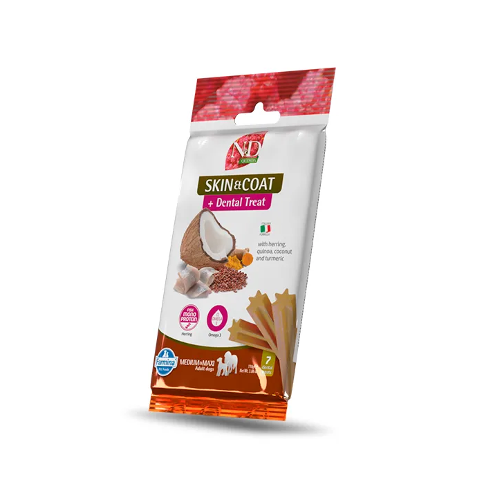 Farmina Treat Nd Quinoa para Perros Piel y Pelaje con Arenque, Med-M, 15x110 gr Farmina Treat Nd Quinoa para Perros Piel y Pelaje con Arenque, Med-M, 15x110 gr