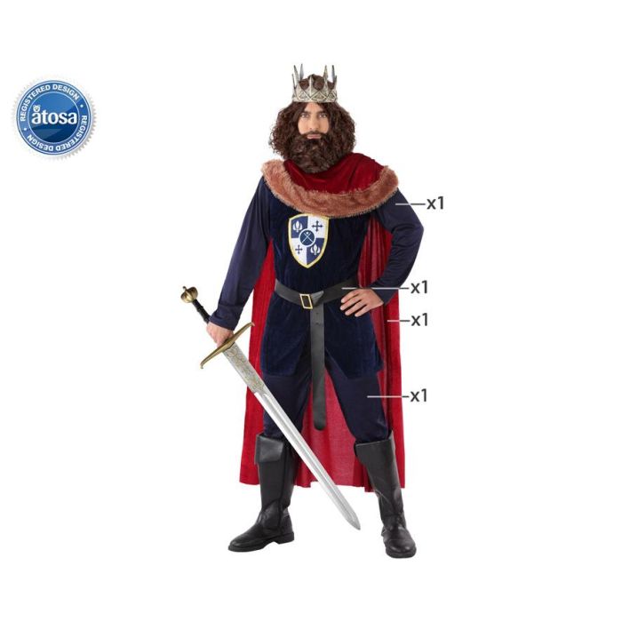Disfraz Rey Medieval Azul Hombre Adulto XS-S Disfraz Rey Medieval Azul Hombre Adulto XS-S