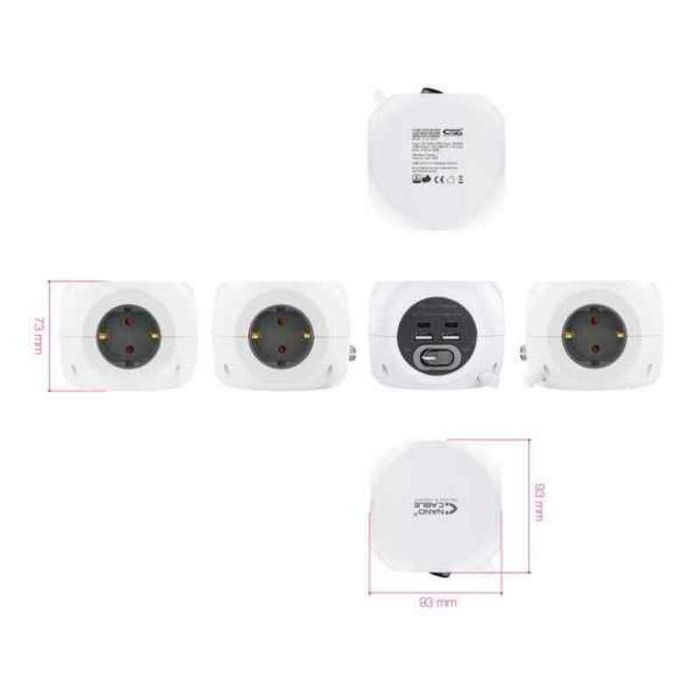 Regleta Enchufes 3 Tomas con Interruptor NANOCABLE 10.37.0001 Blanco 1