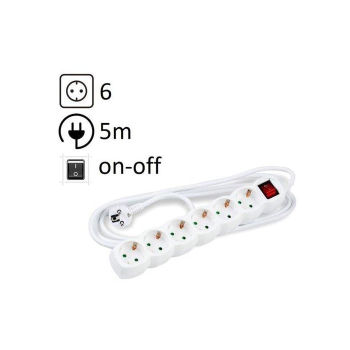 Enchufe Protector 6 Salidas (Regleta) Cable 5 Metros