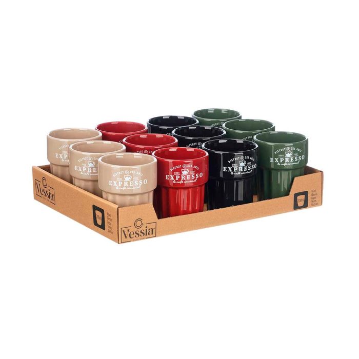Vessia Vaso Expresso 300 ml Loza Neutros Crema Negro Rojo Verde 8x10x8 cm (Set de 24) Vessia Vaso Expresso 300 ml Loza Neutros Crema Negro Rojo Verde 8x10x8 cm (Set de 24)