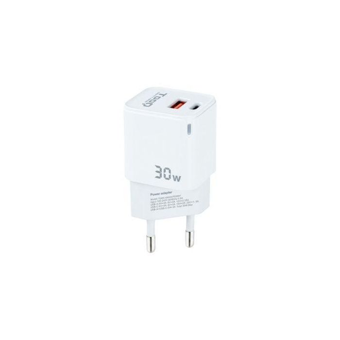 TOOQ CARGADOR DE PARED GaN USB-C/PD + USB-A/QC 30W TOOQ CARGADOR DE PARED GaN USB-C/PD + USB-A/QC 30W
