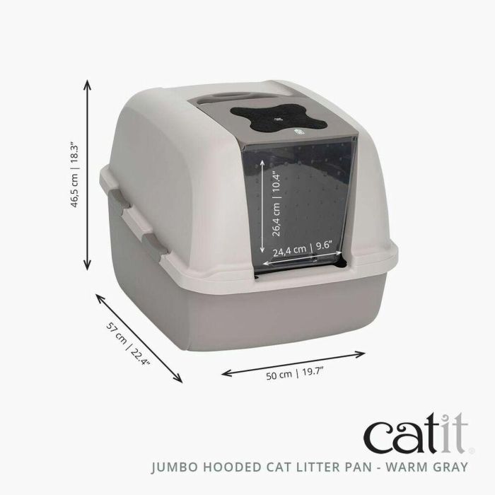 Catit Caja de Arena Cubierta JUMBO para Gatos, Tapa Elevable para Limpieza Fácil, Mantiene Privacidad y Arena Adentro 46x55x45 cm 1
