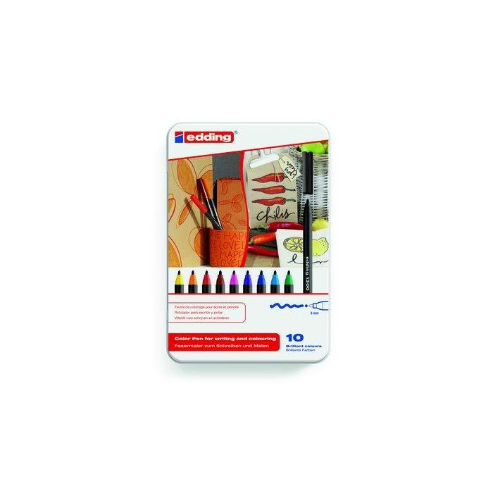 Rotulador Fibra Edding 1300 Caja De Metal De 10