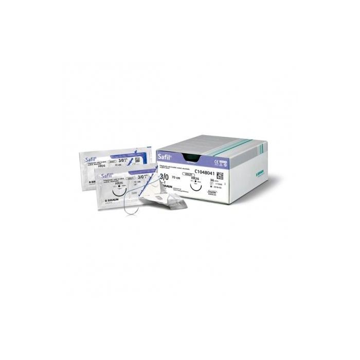 B. Braun Safil Violet Sutura Sintética Absorbible Sin Aguja, 150 cm, 24 Unidades