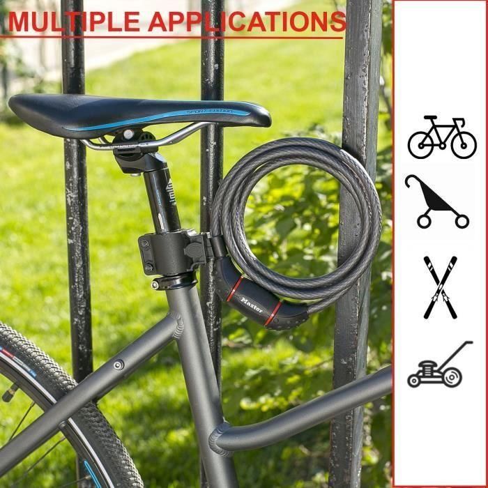 MASTER LOCK Cable antirrobo para bicicletas [Cable de 1,8 m] [Llave] [Exterior] [Soporte de montaje para bicicletas] 8130EURDPRO 2