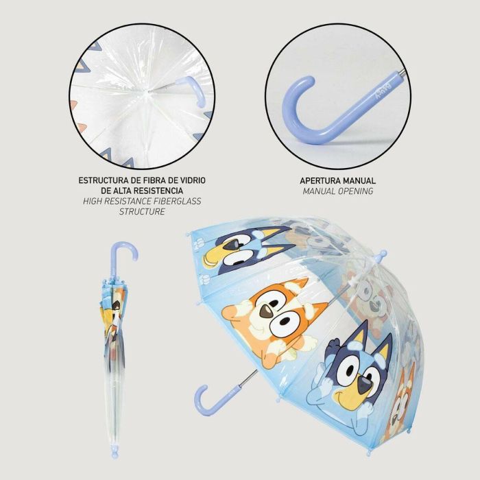 Cerdá Paraguas Manual Poe Burbuja con Diseño Bluey de 45 cm en Azul, Ideal para Niños a partir de 3 Años 2 Cerdá Paraguas Manual Poe Burbuja con Diseño Bluey de 45 cm en Azul, Ideal para Niños a partir de 3 Años 2