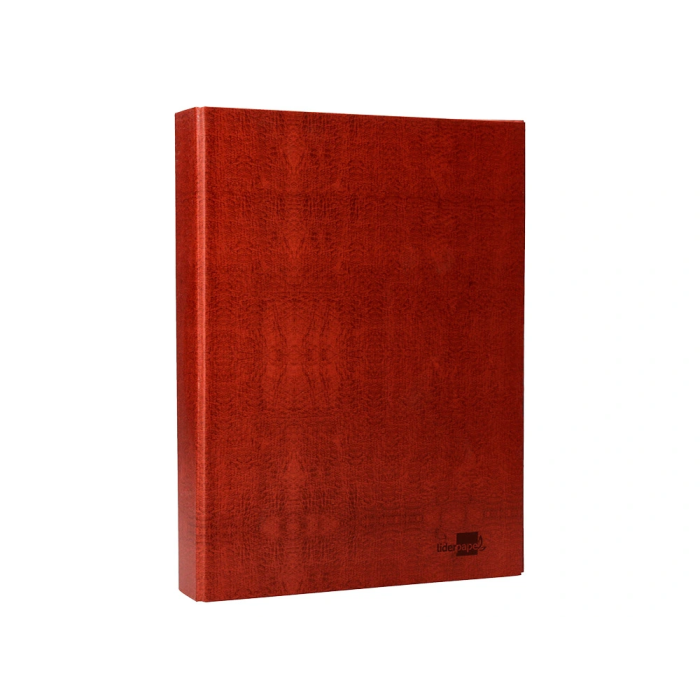 Liderpapel Carpeta de 4 anillas 40mm folio carton cuero forrado compresor plastico 4