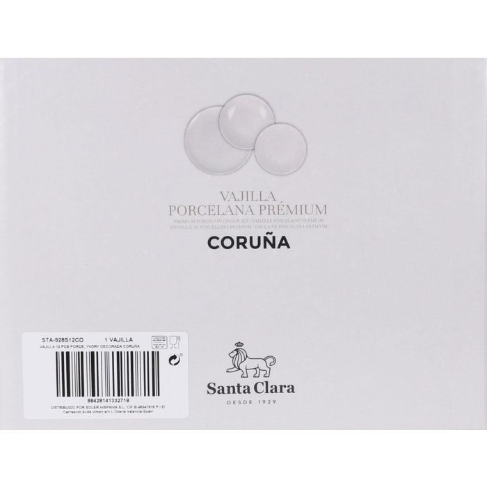 Vajilla de porcelana Corunya 12 piezas color marfil - Santa Clara 6