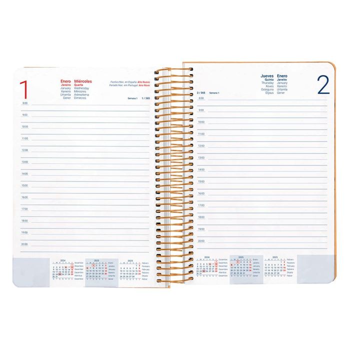 Agenda Espiral Liderpapel Perissa A4 2025 Dia Pagina Color Naranja Papel 80 gr 8