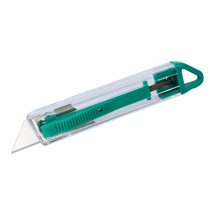 Wolfcraft Cúter de seguridad de plástico con cuchilla trapezoidal 4135000, ideal para tareas domésticas y profesionales 0 Wolfcraft Cúter de seguridad de plástico con cuchilla trapezoidal 4135000, ideal para tareas domésticas y profesionales 0