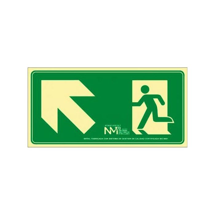 Cartel evacuación escalera arriba izquierda pvc 0,7mm clase b 32x16cm b11151 normaluz Cartel evacuación escalera arriba izquierda pvc 0,7mm clase b 32x16cm b11151 normaluz