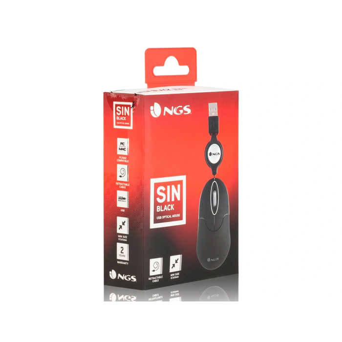 Ngs Ratón SIN USB Negro Óptico 1000 DPI Retráctil 3 Botones Ngs Ratón SIN USB Negro Óptico 1000 DPI Retráctil 3 Botones