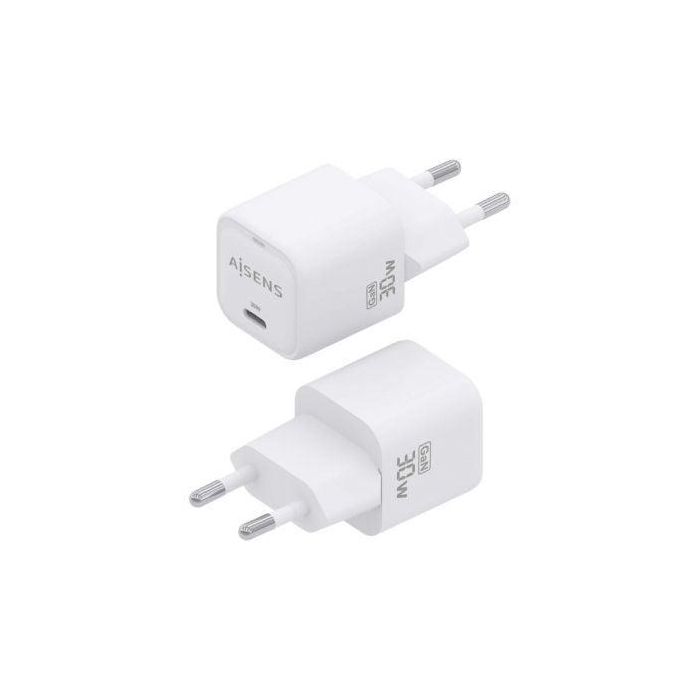 Aisens ASCH-30W1P018-W Cargador de Pared GaN USB-C 30W PD Carga Rápida AI Multiprotocolo para Portátiles Móviles Tablets Blanco 2 Aisens ASCH-30W1P018-W Cargador de Pared GaN USB-C 30W PD Carga Rápida AI Multiprotocolo para Portátiles Móviles Tablets Blanco 2