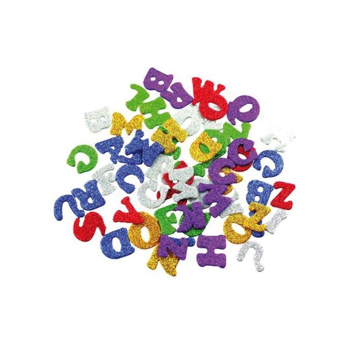 Goma Eva Fixo Kids Adhesiva Con Purpurina Letras Pack 78 Figuras