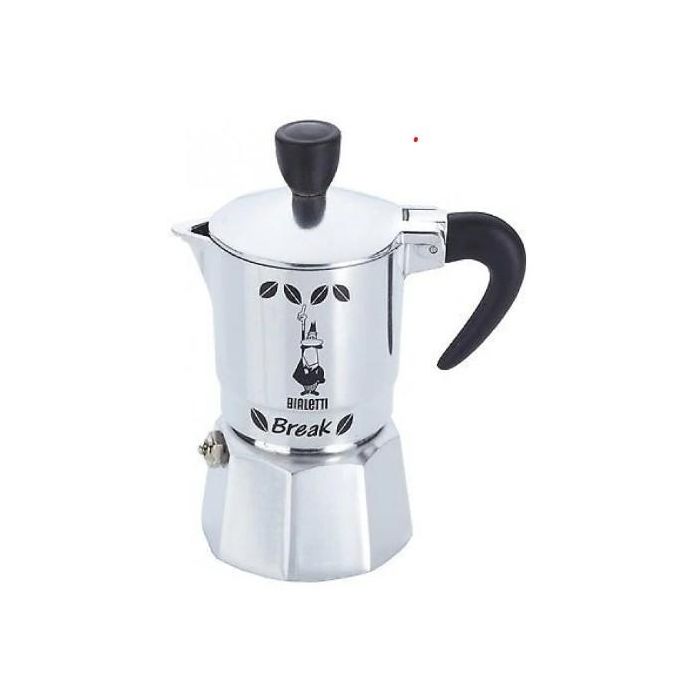 Bialetti Break 3TZ Cafetera italiana de aluminio para 3 tazas, color plata