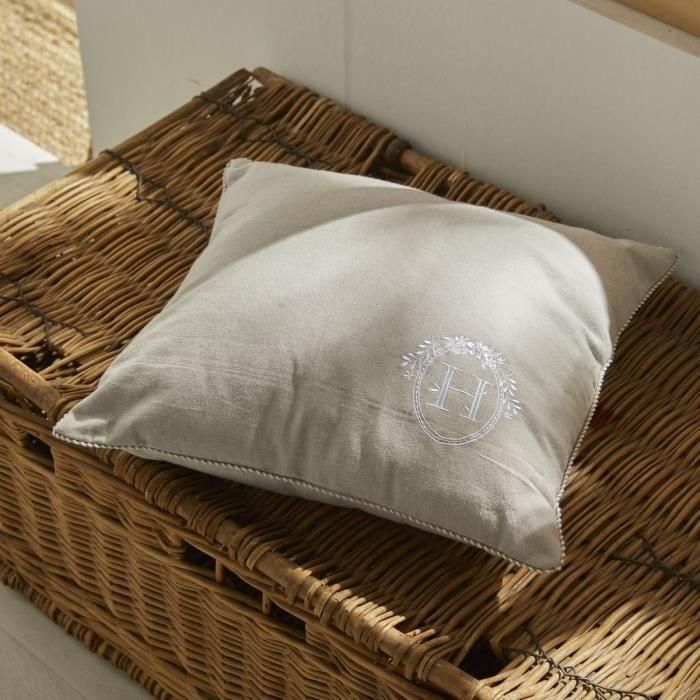 Cojín - HOY - CHARME - Chambray x Petite broderie Berenice - 40 x 40 cm