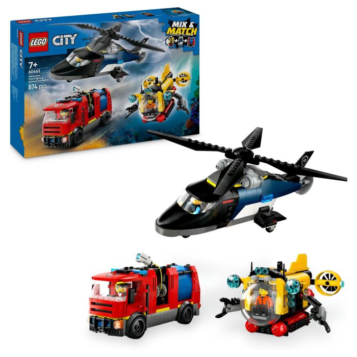 LEGO 60462 Helicóptero, Cami3n Bomberos Y Submarino