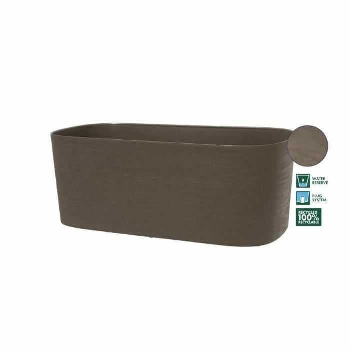 Jardinera XL con reserva de agua - GARDEN ID Respect - Taupe 80 x 38 cm - 100% residuos domésticos - 100% reciclable - Superficie estructurada. 2