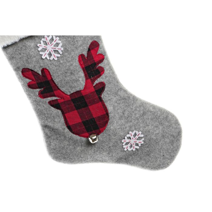 DKD Home Decor Calcetín Navidad Blanco Rojo Reno 2 x 49 x 26 cm (6 Unidades) Poliester 1