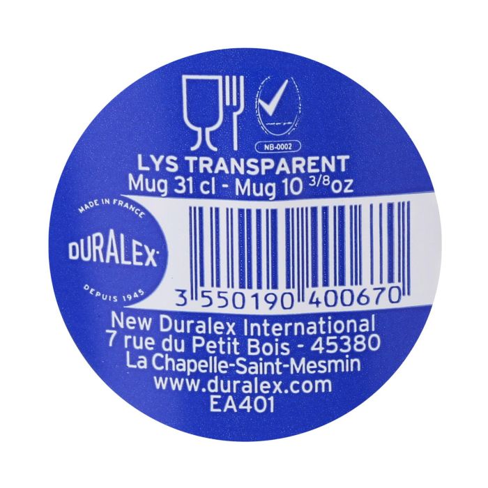 Duralex Mug Apilable Transparente 31 cl Colección Lys (12 Unidades) 7