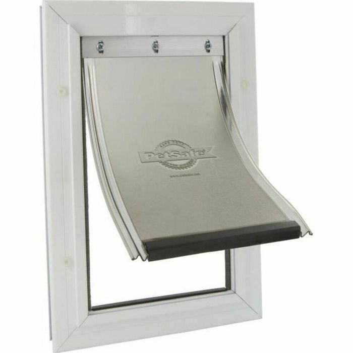 Petsafe Puerta para Mascotas Staywell de Marco de Aluminio Blanco, 2 Vías Abatible, Para Gatos y Perros de Gran Tamaño hasta 100 kg
