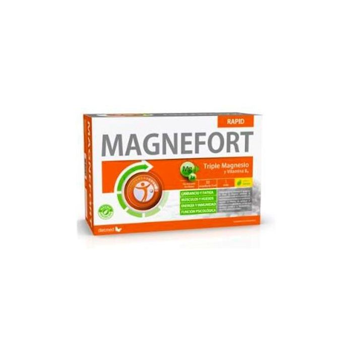 DIETMED Magnefort Triple Magnesio 30 Ampollas con Vitamina B6, Alta Absorción, Reduce Cansancio y Fatiga