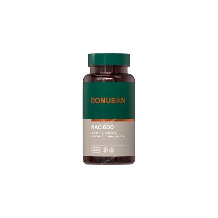 BONUSAN NAC N-Acetil-L-Cisteína 600mg 60 Cápsulas, Aminoácido precursor de Glutatión