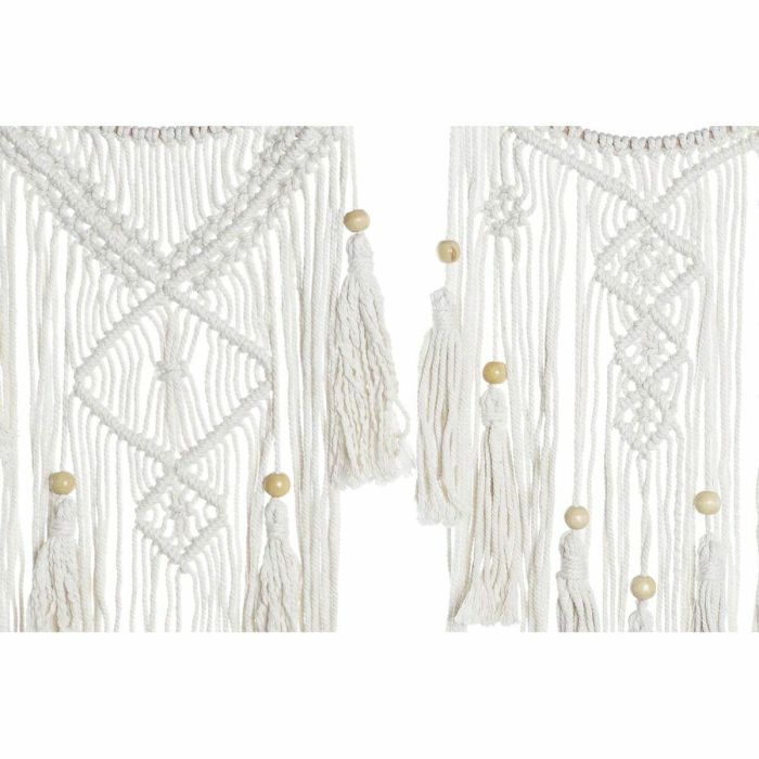 Decoracion Colgante Boho DKD Home Decor Blanco Marron 1 x 93 x 25 cm (2 Unidades) 2