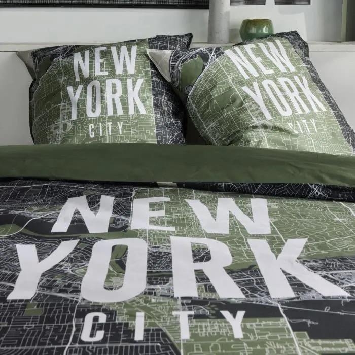 Today Juego de Cama para 2 Personas Algodón Estampado New York Verde 240x220 cm 1