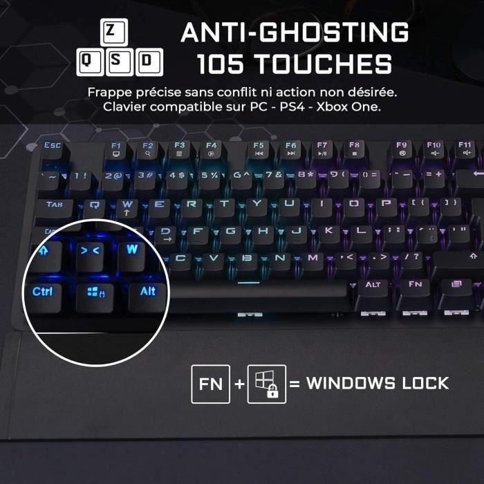 THE G-LAB Gaming Teclado mecánico retroiluminado de carbono - Switch Blues - Reposamanos - FR 5 THE G-LAB Gaming Teclado mecánico retroiluminado de carbono - Switch Blues - Reposamanos - FR 5