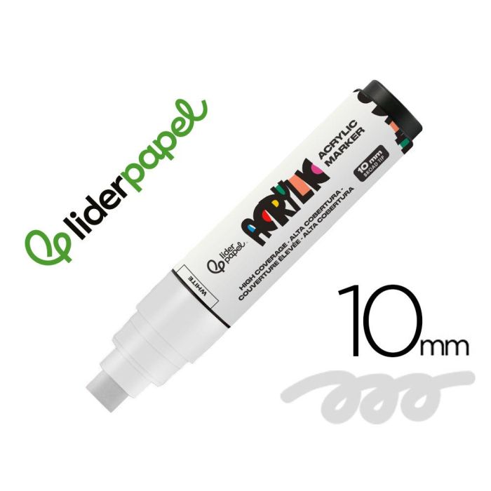Rotulador Liderpapel Acrylic Base Agua Todo Tipo De Superficie Punta Rectangular 10 mm Blanco Rotulador Liderpapel Acrylic Base Agua Todo Tipo De Superficie Punta Rectangular 10 mm Blanco