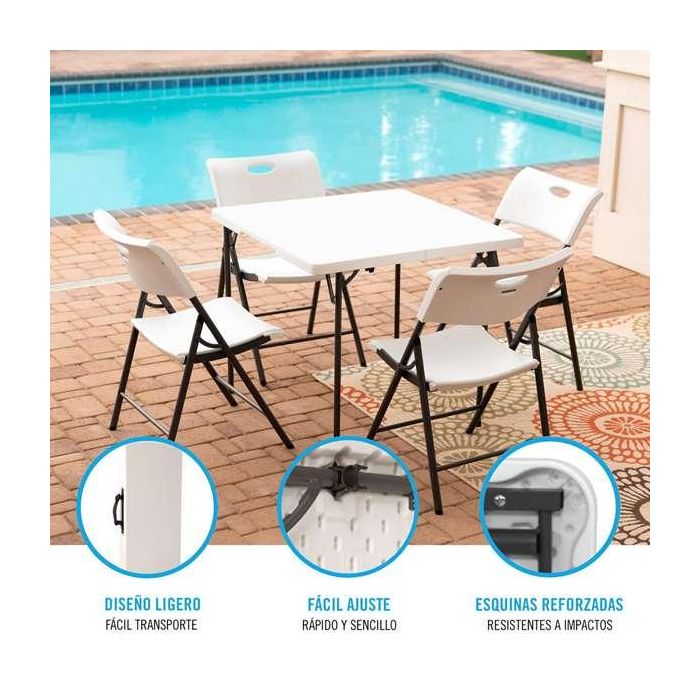 Lifetime Mesa Cuadrada Plegable por la Mitad Blanca 80273 86x86x74cm 5 Lifetime Mesa Cuadrada Plegable por la Mitad Blanca 80273 86x86x74cm 5