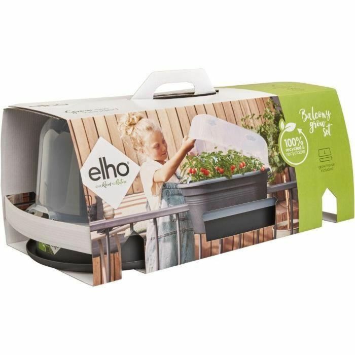 ELHO Gb Balconniere Set De Cult 55 Living Black - Set de cultivo para balcón, 55x28.5x25 cm - 100% reciclado