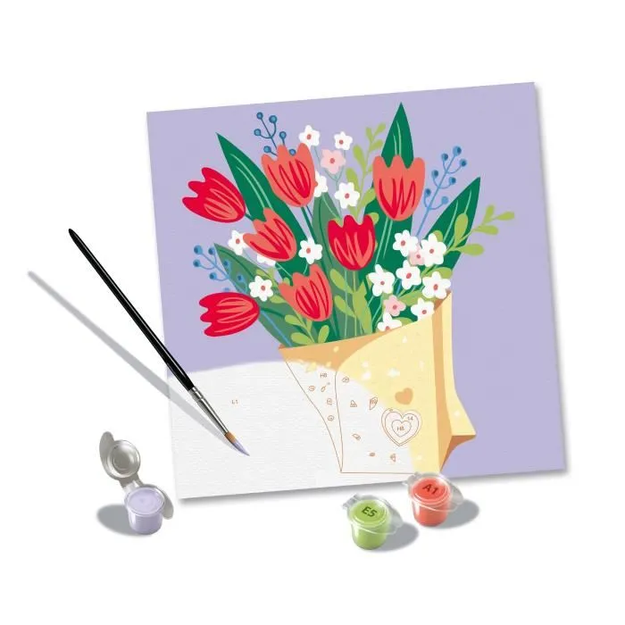 Ravensburger 25518 Ramo de tulipanes Pintar por números para Adultos, Ocio creativo 20x20 cm 1