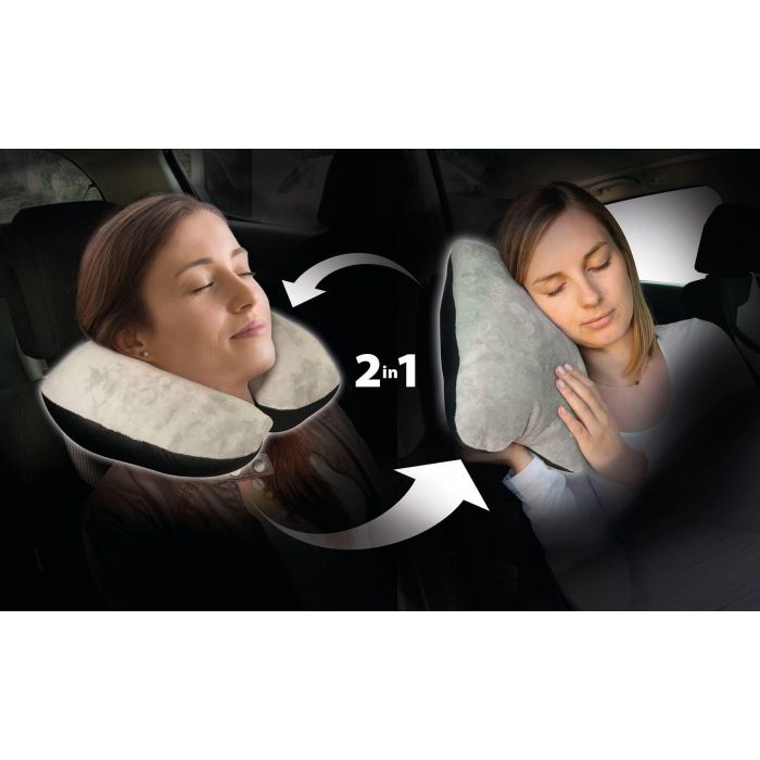 KINE TRAVEL Cojín 2 en 1 Nuca/Almohada Extra 37x29x10 cm - Aprobado Fisioterapeuta Espalda - Microperlas y Tela Cómoda 1