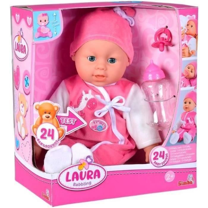Simba - Muñeca parlante Laura - 38cm - Cuerpo blandito - 24 sonidos - Pilas incluidas Simba - Muñeca parlante Laura - 38cm - Cuerpo blandito - 24 sonidos - Pilas incluidas