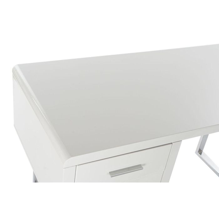 DKD Home Decor Escritorio Moderno Blanco Plateado de MDF y Metal, Desmontable, 120 cm Ancho x 55 cm Fondo x 76 cm Alto 2 DKD Home Decor Escritorio Moderno Blanco Plateado de MDF y Metal, Desmontable, 120 cm Ancho x 55 cm Fondo x 76 cm Alto 2