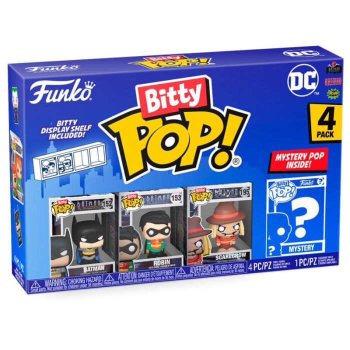 Funko Bitty POP! DC Comics Batman - Pack de 4 figuras de vinilo coleccionables con 1 Bitty Pop! misterioso raro