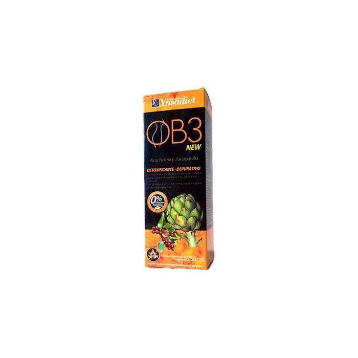 Ob3 Drenante Jarabe 250ml con Alcachofa y Zarzaparrilla. Ayuda a la desintoxicación y depuración con Vitaminas C y E