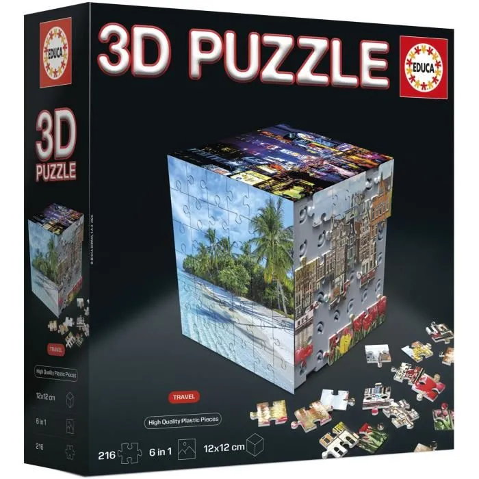 Educa Borrás Puzzle Cubo 3D Viajes 20124, 216 Piezas, Rompecabezas Educativo para Todas las Edades Educa Borrás Puzzle Cubo 3D Viajes 20124, 216 Piezas, Rompecabezas Educativo para Todas las Edades