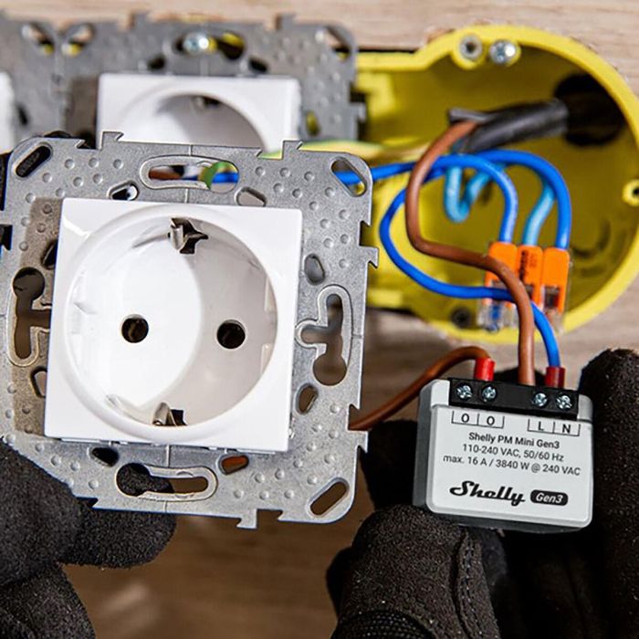 Shelly PM Mini Gen. 3 Relais WLAN BT Unterputz Interruptor inteligente inalámbrico 1P 3