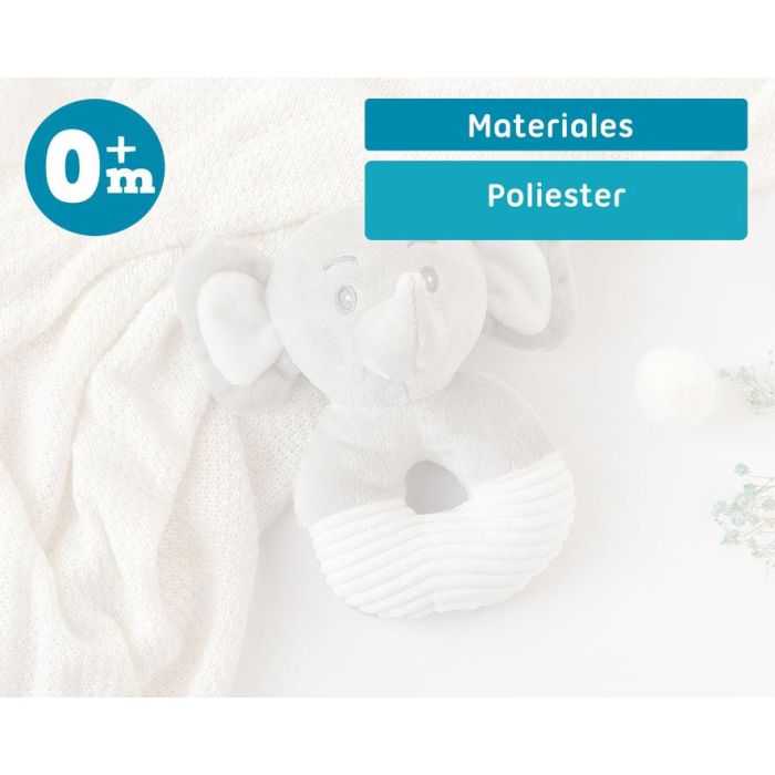 KioKids Sonajero Peluche Elefante Gris 13 cm para Bebés Recién Nacidos Suave de Poliéster, Estimula Desarrollo Sensorial Colección Dolci Amici 5