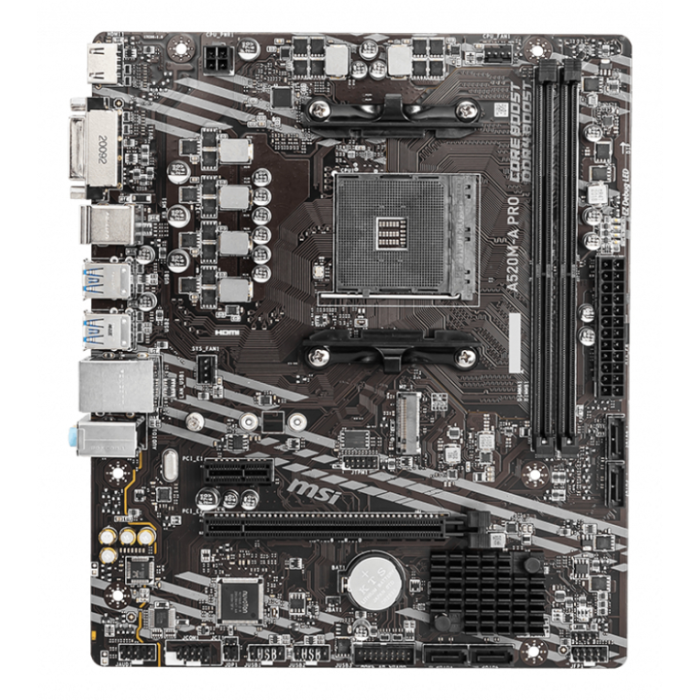 MSI A520M-A PRO Placa Base AMD A520 Zócalo AM4 Micro ATX para Ryzen 3ª Gen / 4000G DDR4 4600MHz con Turbo M.2 MSI A520M-A PRO Placa Base AMD A520 Zócalo AM4 Micro ATX para Ryzen 3ª Gen / 4000G DDR4 4600MHz con Turbo M.2