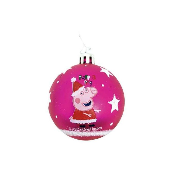 Bolas navidad 8cm pack 6 fucsia peppa pig "cosy corner" 2 Bolas navidad 8cm pack 6 fucsia peppa pig "cosy corner" 2