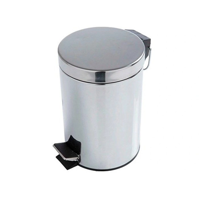 Q-connect Papelera de Metal con Pedal Cromada 32x21 cm Capacidad 6 Litros