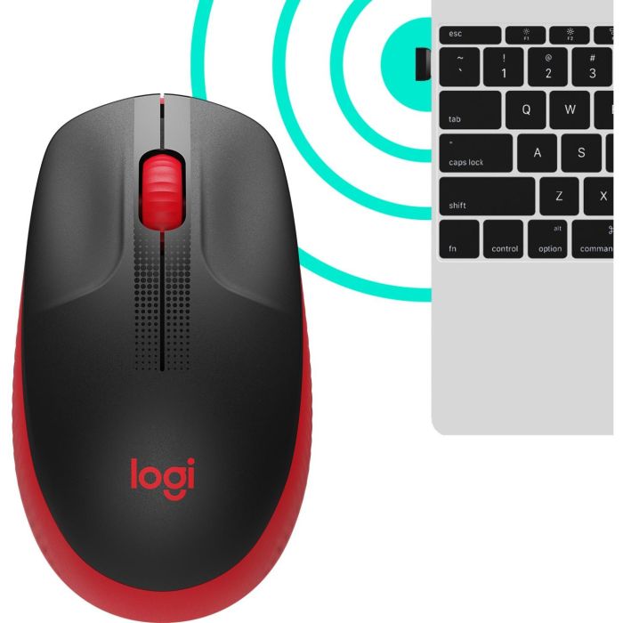 Logitech M190 Ratón Inalámbrico de Tamaño Completo, RF, Diseño Ergonómico para Manos Medianas-Grandes, Rojo, 18 Meses Batería, Seguimiento Preciso 3