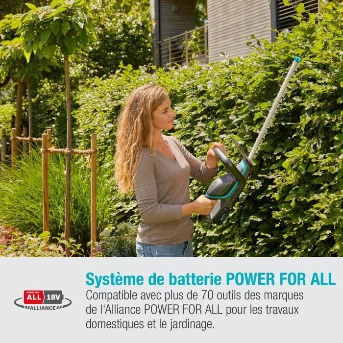 Gardena ComfortCut 60/18V P4A Cortasetos a batería 18V con batería y cargador, longitud de corte 60 cm, corte máximo 20 mm 3